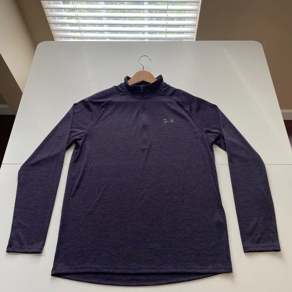 Under Armour Loose Heatgear Half Zip Pullover Men's Purple Size M - Picture 3 of 8